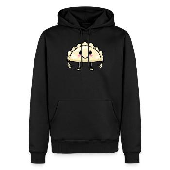 Pierogi Kawaii Emoticon Cuisine polonaise - Sweat à capuche Premium bio Homme - noir - Devant - Nico (187cm)