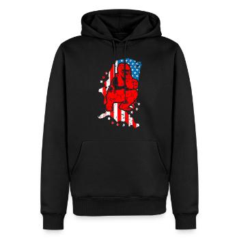 Baseball Spieler Amerikanische Flagge - Männer Premium Bio Hoodie - Schwarz - Vorne - Nico (187cm)