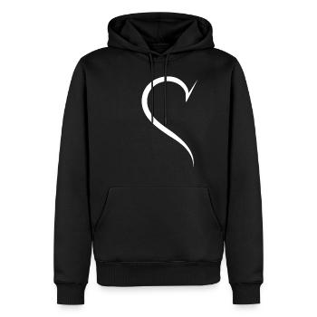 Einfaches Halbes Herz Weiss - Männer Premium Bio Hoodie - Schwarz - Vorne - Nico (187cm)