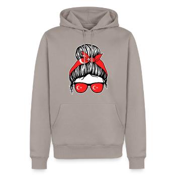 Türkiye Turkish Turkey - Men’s Premium Organic Hoodie - taupe - Front - Nico (187cm)