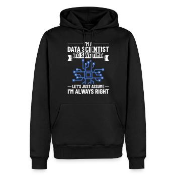 Data Scientist Data Science Science - Sweat à capuche Premium bio Homme - noir - Devant - Nico (187cm)