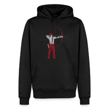Archery Bow Archer Word Cloud - Männer Premium Bio Hoodie - Schwarz - Vorne - Nico (187cm)
