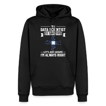 Data Scientist Data Science Science - Sweat à capuche Premium bio Homme - noir - Devant - Nico (187cm)