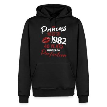 40ème anniversaire 40 ans de perfection Princesse 1982 - Sweat à capuche Premium bio Homme - noir - Devant - Nico (187cm)