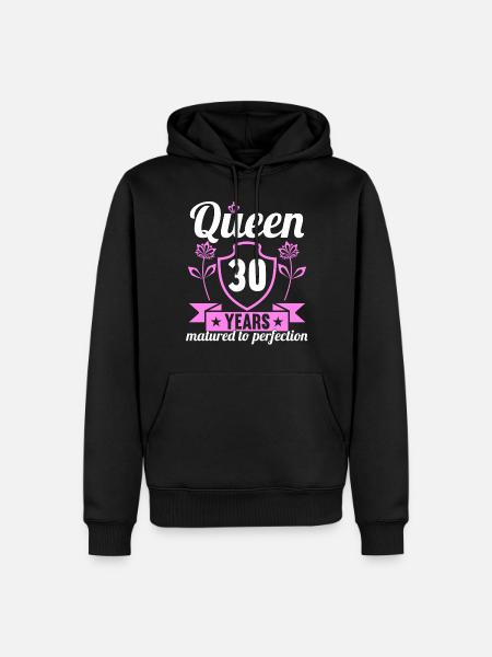 30 jaar oud meisje 30 bday Koningin 30 verjaardag - Mannen Premium Bio hoodie - zwart