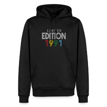 Édition limitée 1991 - Sweat à capuche Premium bio Homme - noir - Devant - Nico (187cm)