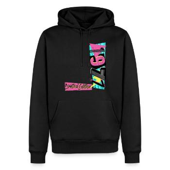 Édition limitée 1977 Année 1977 Années 80 90 - Sweat à capuche Premium bio Homme - noir - Devant - Nico (187cm)