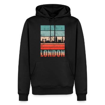 London Retro Skyline - Männer Premium Bio Hoodie - Schwarz - Vorne - Nico (187cm)