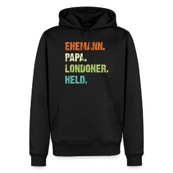 London Stadt Papa Vater Vatertag Geschenk Spruch - Männer Premium Bio Hoodie - Schwarz - Vorne - Nico (187cm)