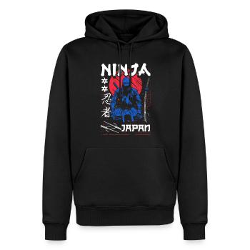 Ninja 5ème anniversaire - Sweat à capuche Premium bio Homme - noir - Devant - Nico (187cm)