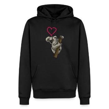 Koala Bear Heart Animal Love Koala Marsupial - Sweat à capuche Premium bio Homme - noir - Devant - Nico (187cm)