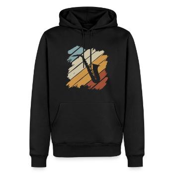 Jazz Cadeau Saxophone Instrument de Musique Musique à Vent - Sweat à capuche Premium bio Homme - noir - Devant - Nico (187cm)