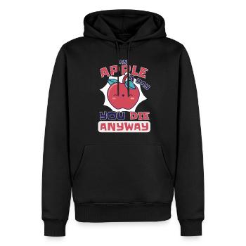 An Apple A Day You Die Anyway - Männer Premium Bio Hoodie - Schwarz - Vorne - Nico (187cm)