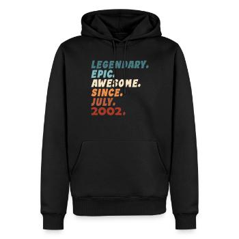 20th Birthday Vintage July 2002 Legendary Epic - Men’s Premium Organic Hoodie - black - Front - Nico (187cm)