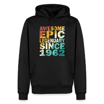 60th birthday born in 1962 Legendary since 1962 - Men’s Premium Organic Hoodie - black - Front - Nico (187cm)