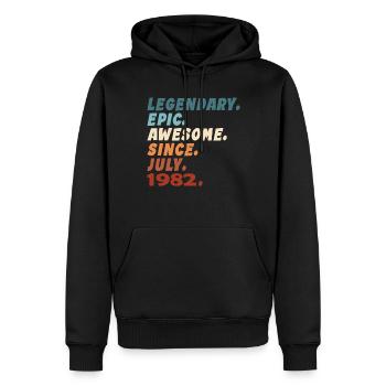 40th Birthday Vintage July 1982 Legendary Epic - Men’s Premium Organic Hoodie - black - Front - Nico (187cm)