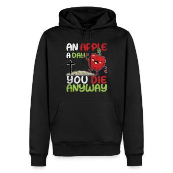 An Apple A Day You Die Anyway - Männer Premium Bio Hoodie - Schwarz - Vorne - Nico (187cm)