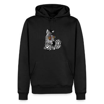 Zebra Gift Black and White Safari Savannah Steppe - Men’s Premium Organic Hoodie - black - Front - Nico (187cm)