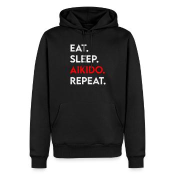 manger du sommeil aïkido répéter - Sweat à capuche Premium bio Homme - noir - Devant - Nico (187cm)