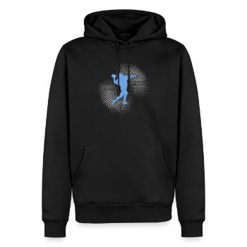 football rugby - Männer Premium Bio Hoodie - Schwarz - Vorne - Nico (187cm)