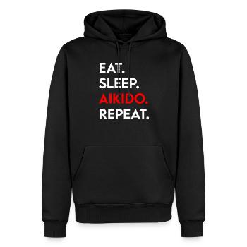 manger du sommeil aïkido répéter - Sweat à capuche Premium bio Homme - noir - Devant - Nico (187cm)