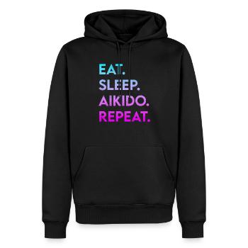 manger du sommeil aïkido répéter - Sweat à capuche Premium bio Homme - noir - Devant - Nico (187cm)