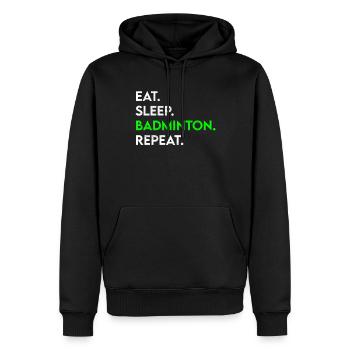 manger dormir badminton répéter - Sweat à capuche Premium bio Homme - noir - Devant - Nico (187cm)