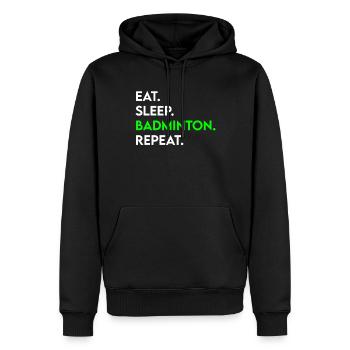 manger dormir badminton répéter - Sweat à capuche Premium bio Homme - noir - Devant - Nico (187cm)