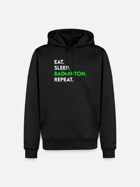 eat sleep badminton repeat - Männer Premium Bio Hoodie - Schwarz