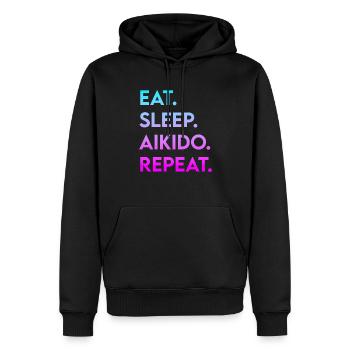 manger du sommeil aïkido répéter - Sweat à capuche Premium bio Homme - noir - Devant - Nico (187cm)