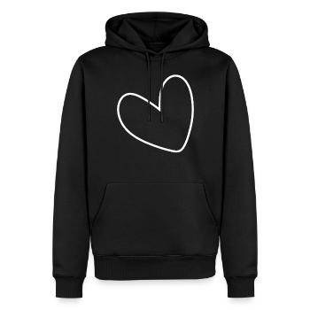 Einfaches Weisses Herz - Männer Premium Bio Hoodie - Schwarz - Vorne - Nico (187cm)