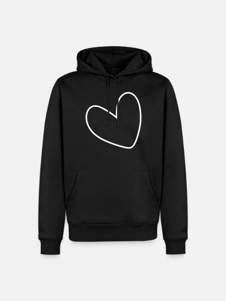 Cœur Blanc Simple - Sweat à capuche Premium bio Homme - noir