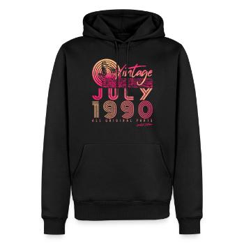 Juli 1990 Geburtstagsgruss - Männer Premium Bio Hoodie - Schwarz - Vorne - Nico (187cm)