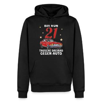 AUTO GEBURTSTAG BIN NUN 21 - Männer Premium Bio Hoodie - Schwarz - Vorne - Nico (187cm)