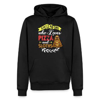 Sloth Pizza Livraison Pizzeria Italien - Sweat à capuche Premium bio Homme - noir - Devant - Nico (187cm)