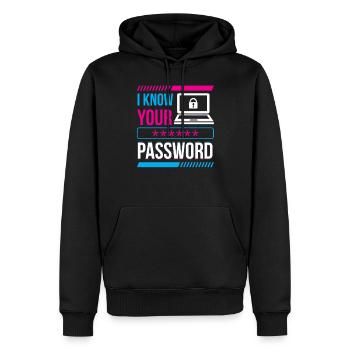 Je connais votre mot de passe Hacker Cybersécurité Hack - Sweat à capuche Premium bio Homme - noir - Devant - Nico (187cm)