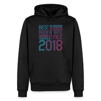 Meilleur colocataire depuis 2018 aimez vos colocataires - Sweat à capuche Premium bio Homme - noir - Devant - Nico (187cm)