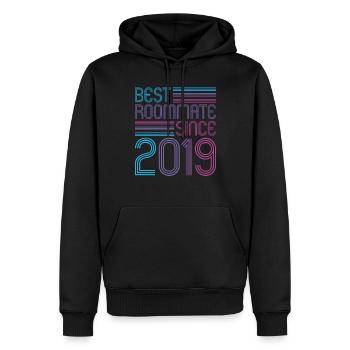 Meilleur colocataire depuis 2019 aimez vos colocataires - Sweat à capuche Premium bio Homme - noir - Devant - Nico (187cm)