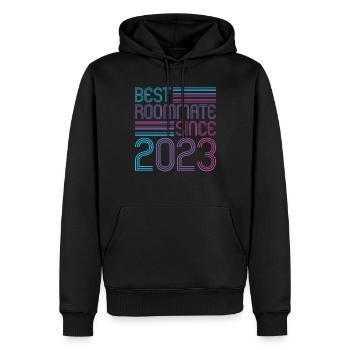 Meilleur colocataire depuis 2023 aimez vos colocataires - Sweat à capuche Premium bio Homme - noir - Devant - Nico (187cm)