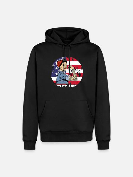 USA America American American - Men’s Premium Organic Hoodie - black