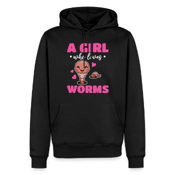 Compost Worm Cute Worm - A girl who worms - Men’s Premium Organic Hoodie - black - Front - Nico (187cm)