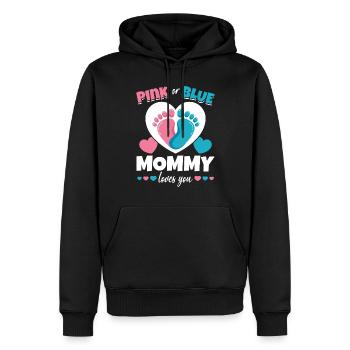 Rosa oder Blau Mama liebt dich Babyparty - Männer Premium Bio Hoodie - Schwarz - Vorne - Nico (187cm)