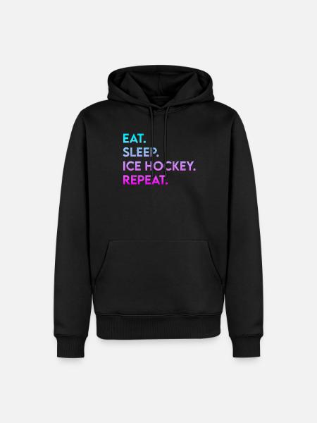 eat sleep ice hockey repeat - Männer Premium Bio Hoodie - Schwarz