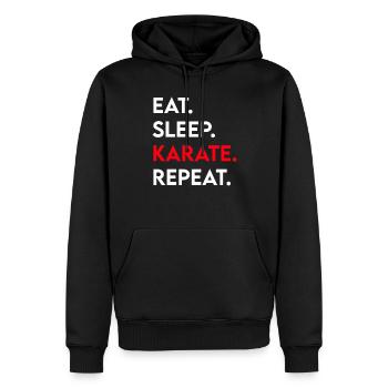 manger du karaté du sommeil répéter - Sweat à capuche Premium bio Homme - noir - Devant - Nico (187cm)
