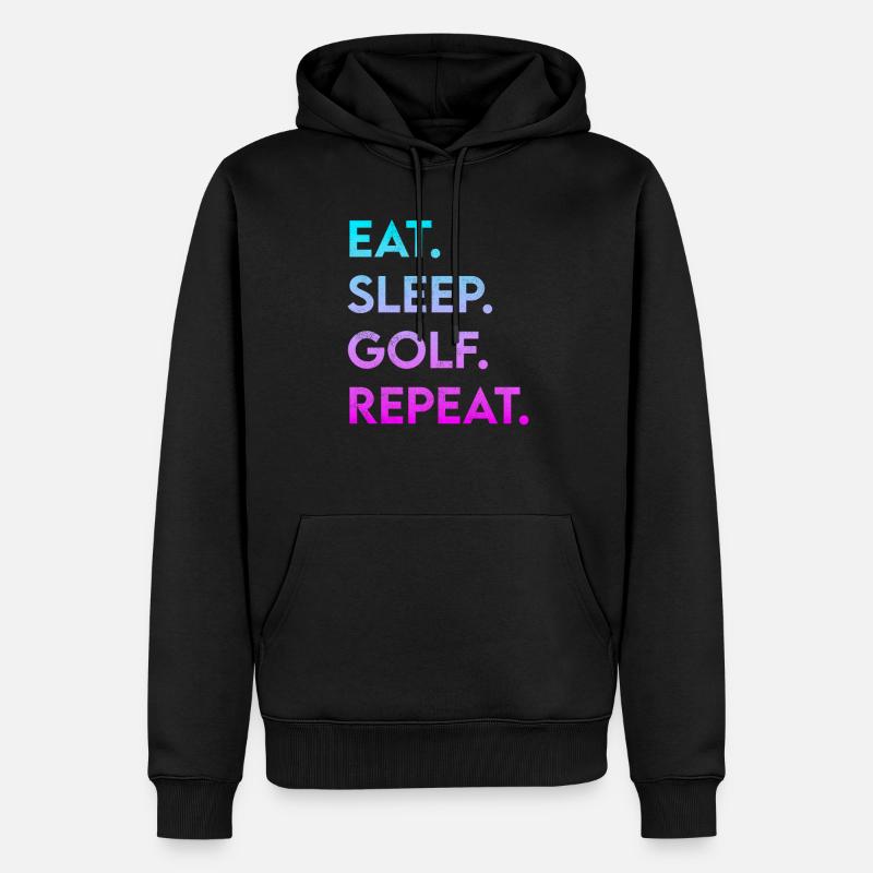 manger dormir golf répéter - Sweat à capuche Premium bio Homme - noir