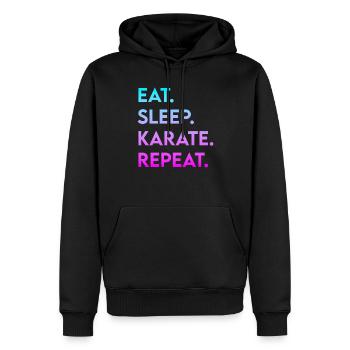manger du karaté du sommeil répéter - Sweat à capuche Premium bio Homme - noir - Devant - Nico (187cm)
