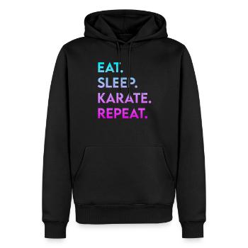 manger du karaté du sommeil répéter - Sweat à capuche Premium bio Homme - noir - Devant - Nico (187cm)
