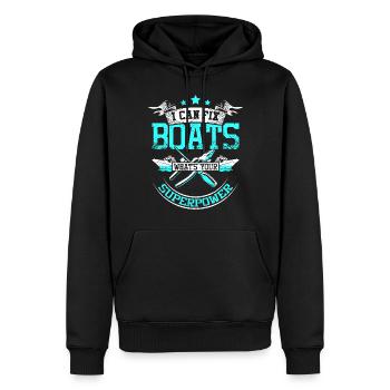 I fix boats - Men’s Premium Organic Hoodie - black - Front - Nico (187cm)
