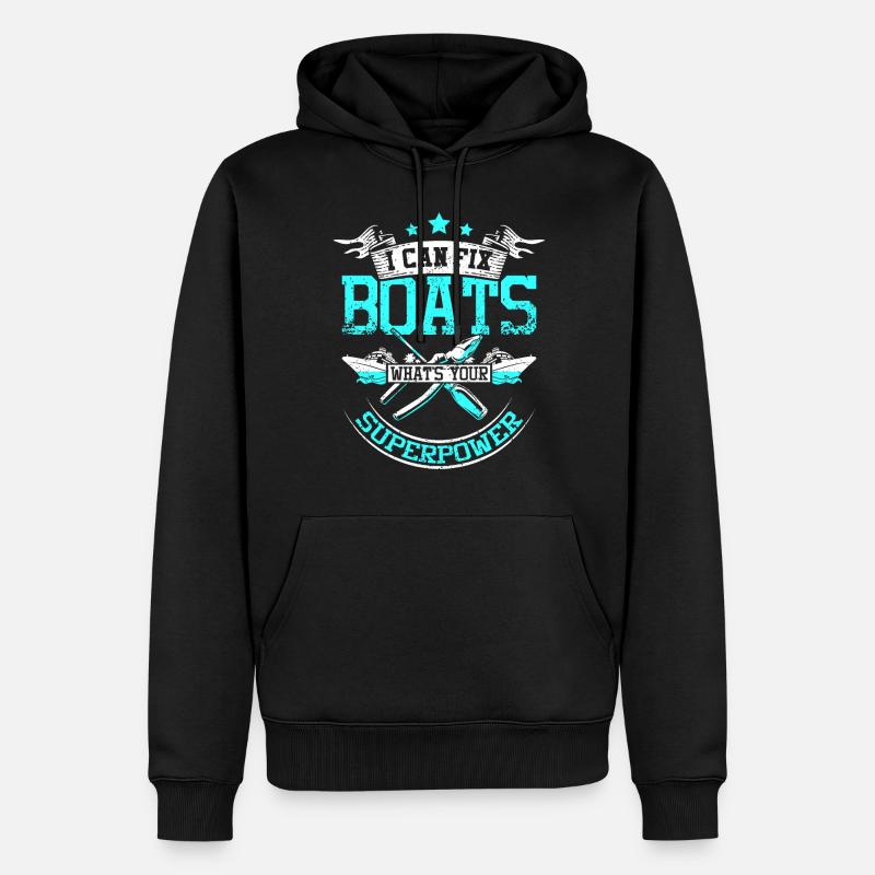 Je répare des bateaux - Sweat à capuche Premium bio Homme - noir