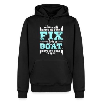 Fix my boat love my boat - Men’s Premium Organic Hoodie - black - Front - Nico (187cm)